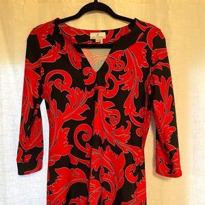 Jude Connally V-Neck Red and Black Dress XS